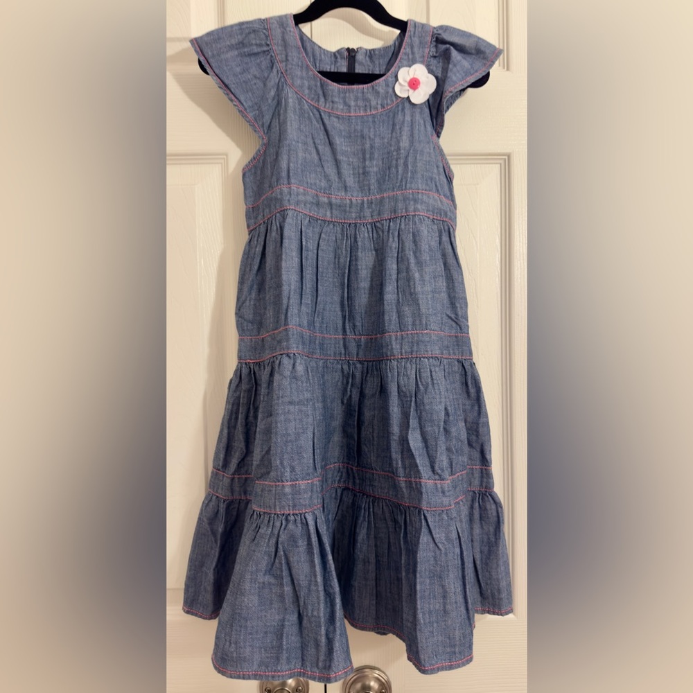 Gymboree Chambray Dress with Pink Stitching